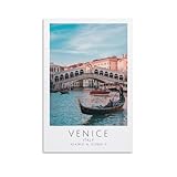Images de qualité supérieure et aux couleurs vives : le pont du Rialto de Venise en Italie Toile de haute qualité, texture fine, sans odeur particulière, créant une vie saine et confortable, images HD imprimées, réalistes, qui ne se décolorent pas, des scènes vives égayeront vos murs.