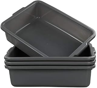 Eagrye 4-Pack Bus Tubs, Commercial Tote Box, Plastic Bus Box (13 L Capacity)