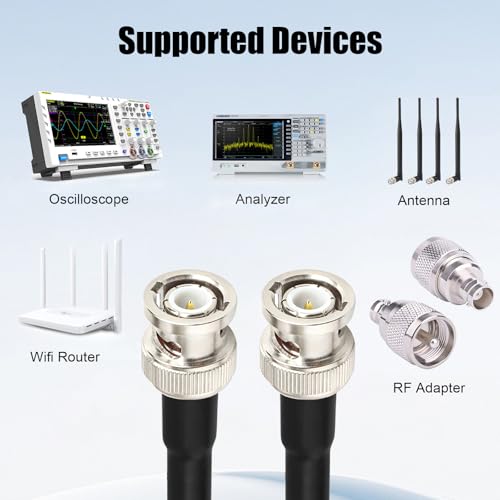 MOOKEERF RG8X BNC Male to BNC Male Cable 1FT, 2 Pack Ultra Low Loss BNC Cable 50 Ohm for for RF Radio, Network Analyzer, Modem, Oscilloscope, Signal Generator, Attenuator by MOOKEERF - Image 7