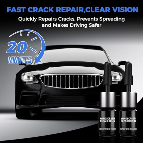 LOMEEN Windshield Crack Repair Kit, Glass Repair Resin for Windshield Chips Quick Car Glass Chip Repair-2 Pack