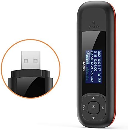 AGPTEK 8GB USB MP3 Player, Portable MP3 Music Player, USB Flash Drive with FM Radio, Voice Recorder, Supports up to 128GB, Black