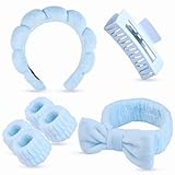 Yaqulen 7 Pcs Spa Set, Facial Headband and Wristband Set, Skincare Accessories, College Style Girl Idea Gifts, Hair Accessories for Women and Girls (Blue)