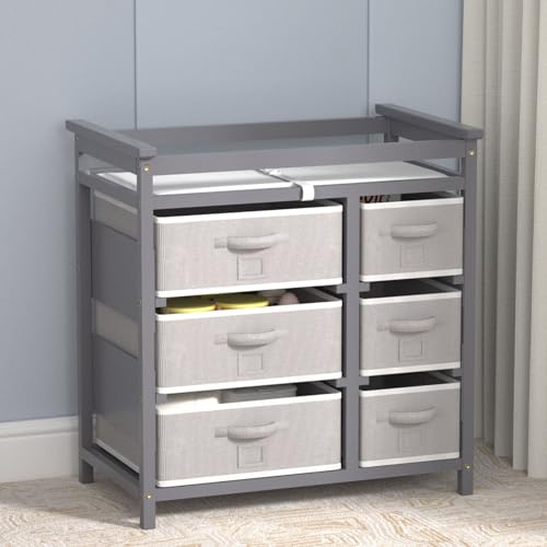 Glaf Baby Changing Table with 6 Storage Drawers and Pad