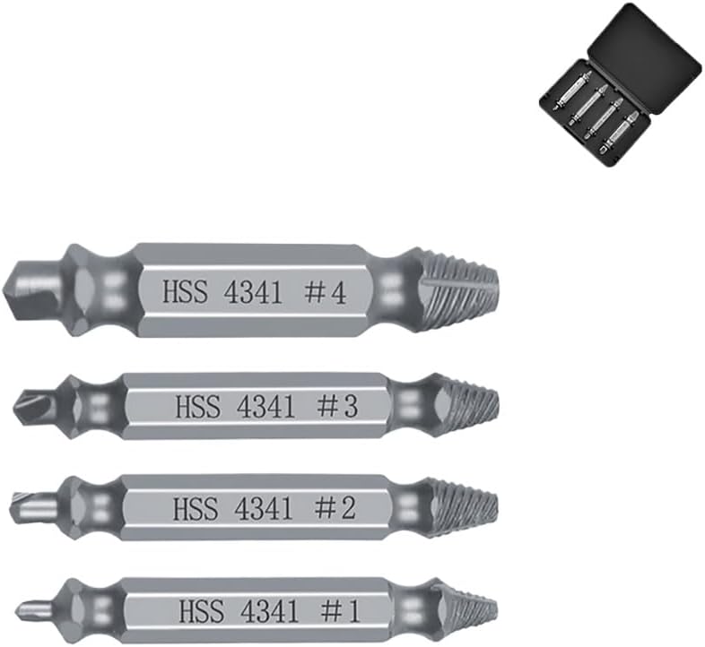6Pcs High Speed Steel Damaged Screw Extractor Set - Natural Plated Broken Bolt Remover for Stripped/Rusted Fasteners
