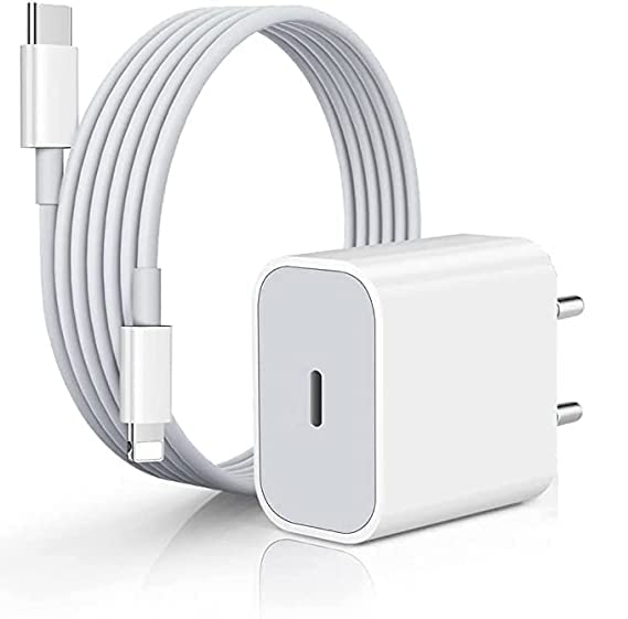 Image of Original 20W Super Fast Charger for iPhone 14| 14 Plus| 13| 13 Pro| 12| 12Pro| 13Pro Max| 12 Mini (Adapter & Cable| White) (83S000733)
