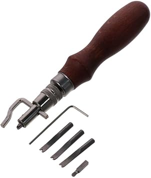 7pcs Adjustable Leather Stitching Groover Leather Edge Bevelers Working Tools Sew Crease Leather Carving Cutting Edging Tools Leather Grooving Tool DIY Leathercraft