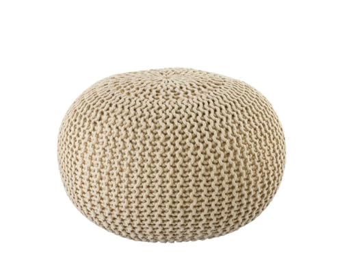 Amago home Premium Sitzhocker Pouf ø 45cm Strickpouf Indoor u. Outdoor - pflegeleicht & nachhaltig Farbe Creme - warm Sand