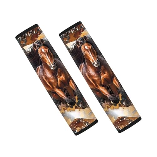 Image of AFPANQZ Brown Horse Seat Belt Pad Cover for Women Adults Kids Safety Seatbelt Pad Cushion Adjustable Comfortable Driving Schoolbag Straps Pads