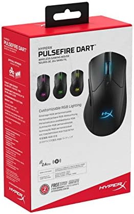 HyperX Pulsefire Dart  Wireless RGB Gaming Mouse  Software-Controlled Customization  6 Programmable Buttons  Qi-Charging Battery up to 50 hours  PC, PS4, Xbox One Compatible