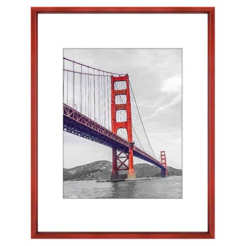 Frametory 11x14 Red Aluminum Metal Picture Frame Mat for 8x10 Glass