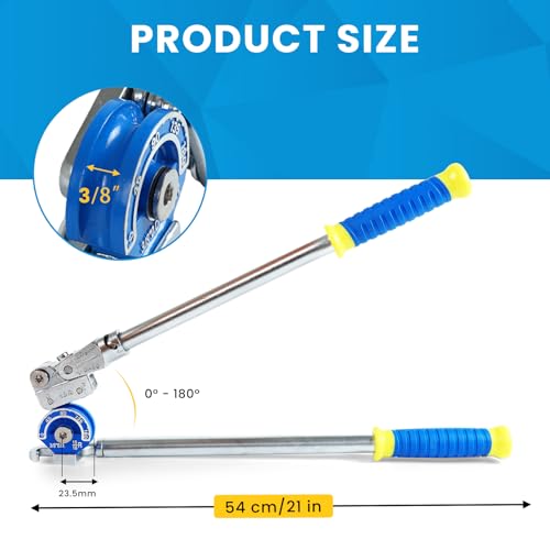 3/8" Pipe Bender, Tube Bender Roller, Heavy Duty Tubing Bender 180° HVAC Copper Tool For Copper Pipe, Aluminum Pipe, Iron Pipe, Stainless Steel Pipe by Poakkus - Image 5