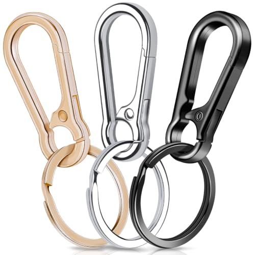 Caianwin 3 Pièces Mousqueton Porte Clé, 3 couleurs Porte Clef Mousquetons | Métal Petit Mousqueton Porte Clé,Gold/Silver/Gunmetal,Homme pour Accrocher dans Le Sac à Dos, Clés de Voiture