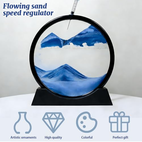 Calenxy Bewegendes Sandbild, 17cm Sandbilder zum Drehen 3D Sandscape, Sandmalerei, Sanduhr Deko Sandbild Geschenke für Büro Wohnzimmer Schreibtisch Erwachsene Kinder