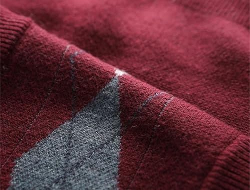 Men V-Neck Pullover Wool Vest Plaid Sleeveless Casual Warm Knit Sweater Waistcoats3