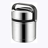 ZHDBD Isolierte Lunchbox aus Edelstahl – Isolierbecher für Lebensmittel, dreischichtige Wand, silberfarbene, isolierte Lunchbox