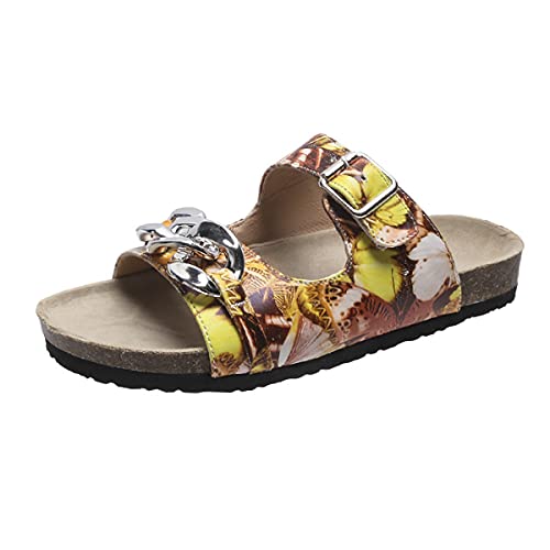 Hausschuhe Pantoletten Plateau Sandalen Damen Sommer Flache Hausschuhe Leopardenmuster Sandaletten Frauen Schlappen Rutschfest Strandschuhe Cover