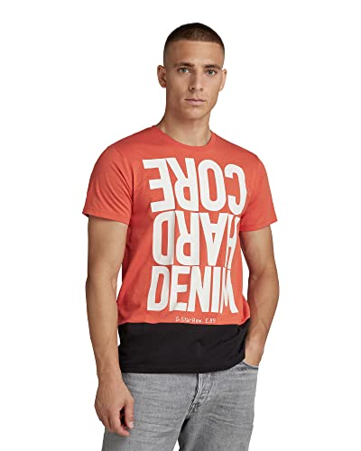 G-Star Raw Hard Core Denim Color Block T-Shirt, Camisetas Para Hombre, Rojo Paprika D21566-C372-D116 , S G-Star Raw Hard Core Denim Color Block T-Shirt, Camisetas Para Hombre, Rojo Paprika D21566-C372-D116 , S