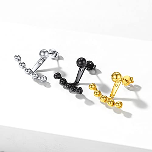 Chicsilver 925 Sterling Silver Ear Jacket Earrings For Women Simple Ball Studs Minimalist Front Back Earrings #TOP7