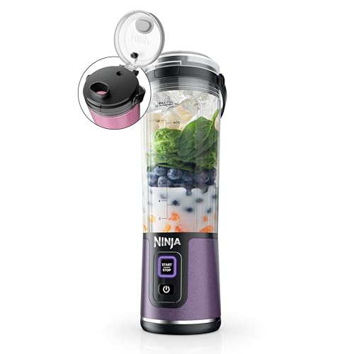 Ninja Blast Portable Blender, Cordless, 18oz. Vessel, Personal Blender for Shakes & Smoothies, BPA Free, Leakproof Lid & Sip Spout, USB-C Rechargeable, Dishwasher Safe Parts, Metallic Purple, BC151PL by Ninja - Used condition - US$44.99