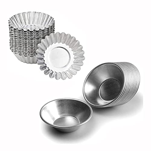 Egg Tart Molds Reusable, Non-Stick Mini Tart Pan Pie Tins Cupcake Cake Baking Cups,Aluminium/30 Pieces #TOP8
