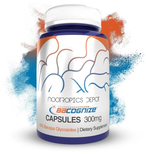 Nootropics Depot BaCognize Bacopa Monnieri 300mg Capsules (120 Count) Ayurvedic Herb Non-GMO Gluten Free and Vegetarian Friendly