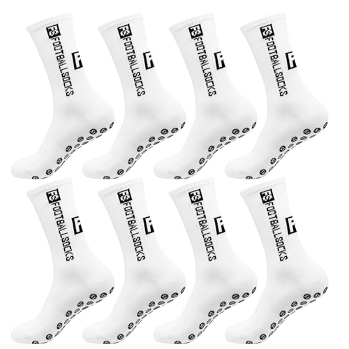 Grip Calcetines de fútbol, 4 pares de calcetines de fútbol para hombre y mujer, diseño antideslizante, transpirables y cómodos, ideales para fútbol, entrenamiento y fitness