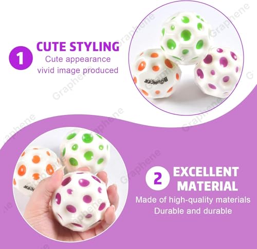 GRAPHENE 2 Pcs Moon Ball Soft Bouncing, High Jumping Stress Relief Moon Ball for Kids Adults Pets Children's Sensory Athlete Training Space Bounce Balls Best Gift Outdoor Indoor Play