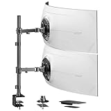 ACCURTEK 省スペース 高耐荷重モニターアーム 49型まで×2台対応 20kg/台 上下配置 VESA75/100mm スイベル・チルト・回転 2関節 デスククランプ式 ブラック AC91-22P image