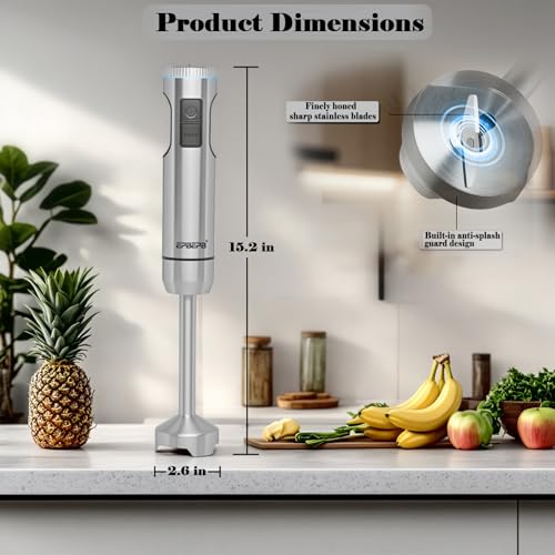 Handheld Immersion Blender, 1000W Powerful 11-in-1 Set for Smoothies,Orange Juicer, Egg Beater, Dough Hook, Vegetable Chopper, Potato Masher - Thumbnail 6