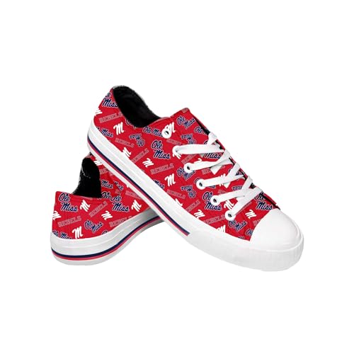 FOCO Ole Miss Rebels NCAA Womens Low Top Repeat Print Canvas Shoes - 10
