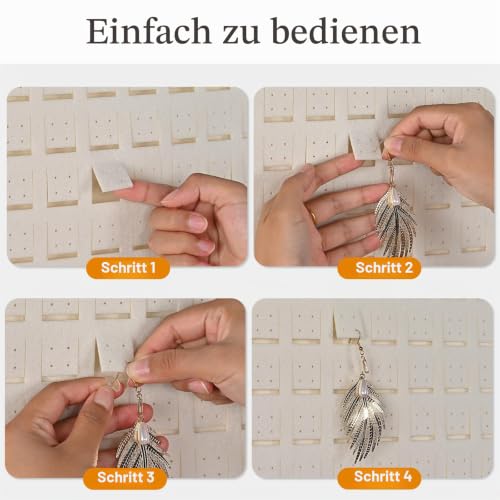 Lolalet Hängender Ohrring Organizer mit 20 Haken und 608 Löcher für Ohrringe, jewelry organizer Schmuckaufbewahrung Wand Ohrringe Kleiderbügel Piercing Ohrring Aufbewahrung - Beige, 1 Stück