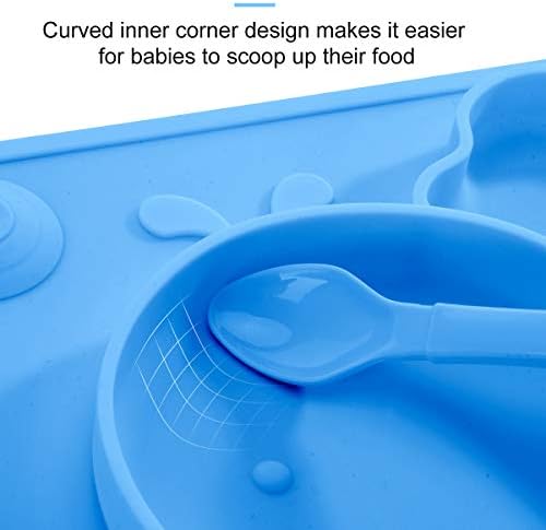 Silicone Baby Suction Plates for Toddlers Kids, Babies Feeding Mat, Placemat, Suction Bowl for Baby Led Weaning 27.5×19.7cm, Blue, by Super Kitchen