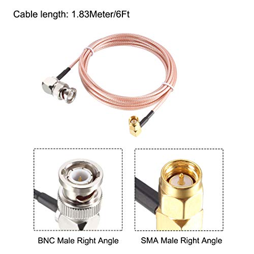 uxcell cable coaxial BNC macho ángulo recto 1.83m miniatura 2