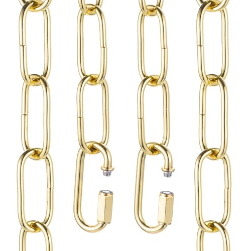uxcell 3ft Lighting Hanging Chain with 2 Quick Link Lock Light Golden