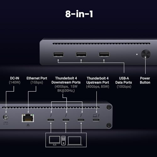 UGREEN 8-in-1 Thunderbolt 4 Docking Station, Dual 4K@60Hz, 3xTBT4,, photo 2 of 4