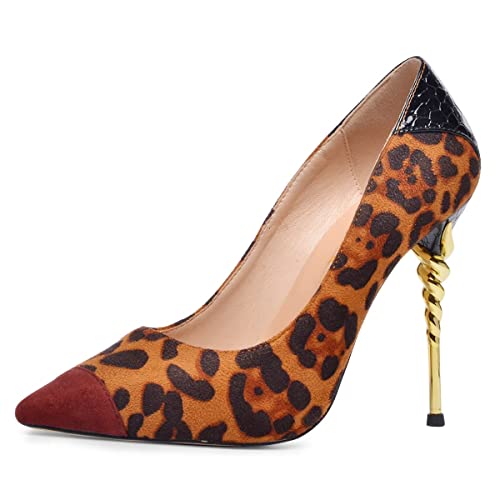 FSJ Women Sexy Leopard Printed Dress Shoes Pointy Toe High