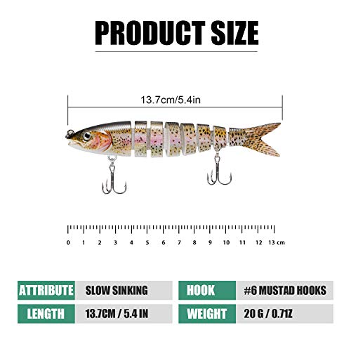 Image of TRUSCEND Jointed Fishing Lures for Swimbait Glidebait Bar with Mustad Hooks Hard Bait Realistic Slow Sinking Fishing Kit