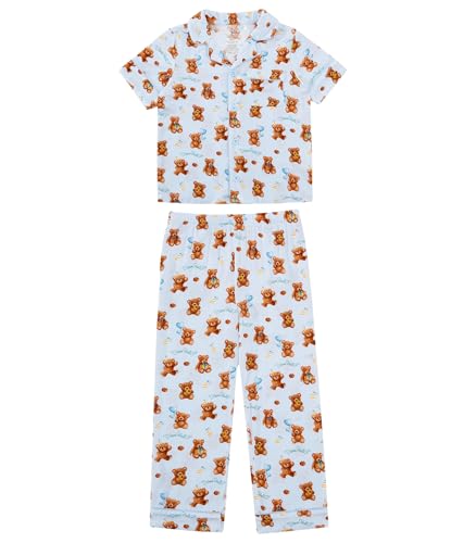 Image of Toddler Boys Girls Clothes Set Viscose from Bamboo Home Outfit Button Down Top Clothing Sets Soft with Pockets 2-5T