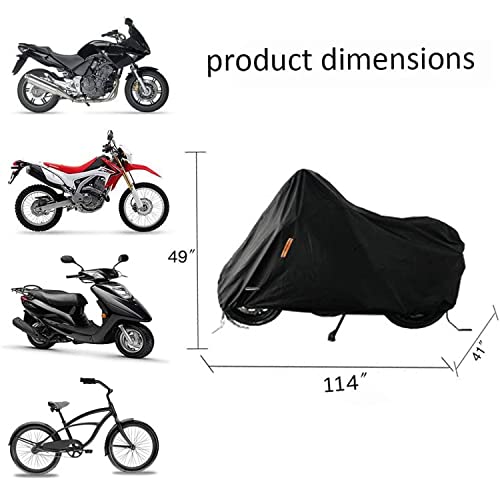 Seazen Motorcycle Cover Waterproof Outdoor, 5 Layer Heavy Duty Motorcycles Vehicle Cover Dustproof Uv Protection With Night Reflective Straps And Lock-Holes (Motorcycle-Xxl Up To 114") #TOP1