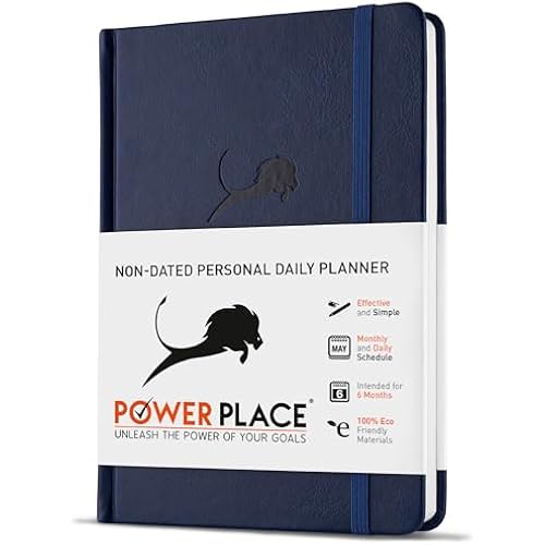 Undated Day Planner & Calendar – 6-Month Life Organizer for Productivity, Time-Management & Focus | 24-Hour Hourly Agenda for Men & Women, Faux Leather Hardcover (Blue)