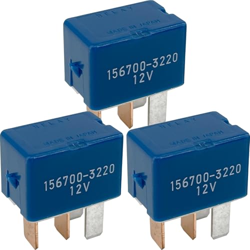 156700-3220 Relay (3-Pack) 12V 30A 4-Pin SPST Automotive Starter Relay Compatible with Suzuki SX4 Toyota Tacoma Fixes Intermittent Starting Clicking Sound Replacement for 156700-1020