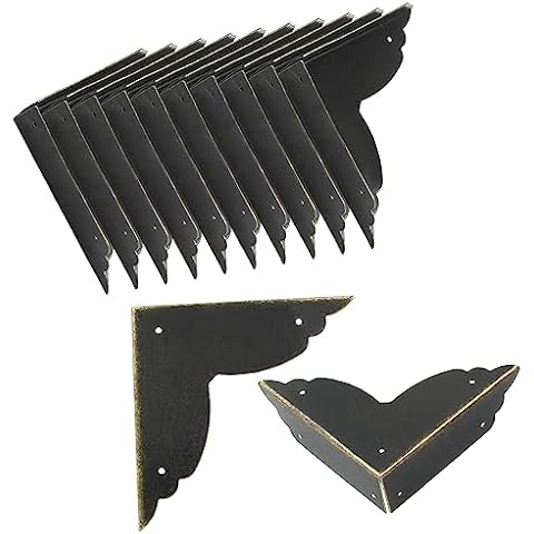 Zorveiio 12Pcs Black Metal Corner Protector,2.76''x2.76'' Box Corner Protectors,Decorative Metal Corner Guards,Antique Edge Cover with Mounting Screws Cover