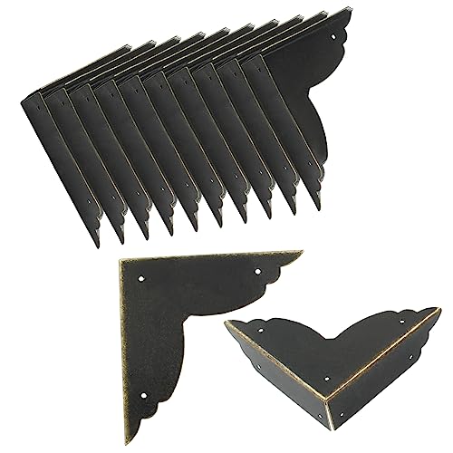 Zorveiio 12Pcs Black Metal Corner Protector,2.76''x2.76'' Box Corner Protectors,Decorative Metal Corner Guards,Antique Edge Cover with Mounting Screws