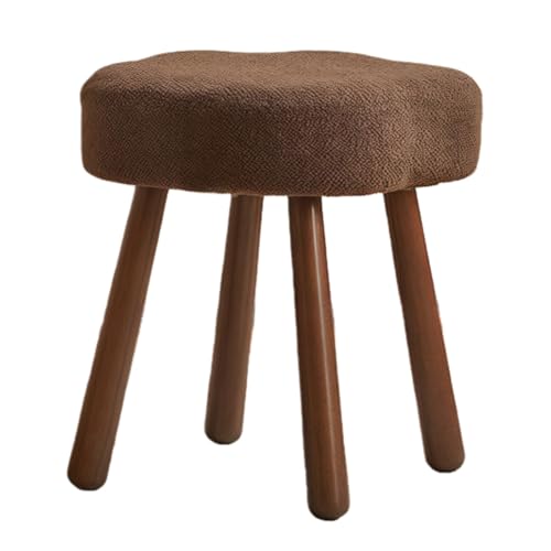 Taburete de tocador acolchado con patas de madera maciza para dormitorio