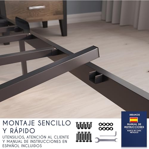 Miniatura 4 de Zenaphyr Dreamzie Somier 105 X 190 Con Patas 41cm Robusto Y Montable En 20min - Bastidor De Camas 105x190 Metálico Resistente
