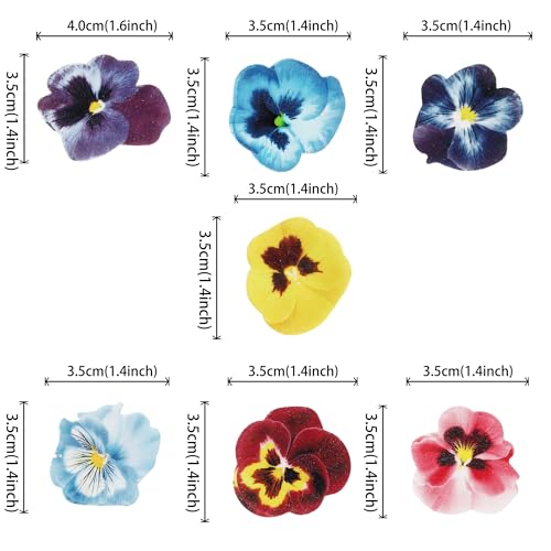 60 PCS Edible Flowers Cupcake Toppers Edible Spring Bridal Engagement Pansies Cake Decorations Wafer Paper Flowers Cupcake Picks for Baby Shower Kids Birthday Party Cake Food Decorations Supplies - Thumbnail 2