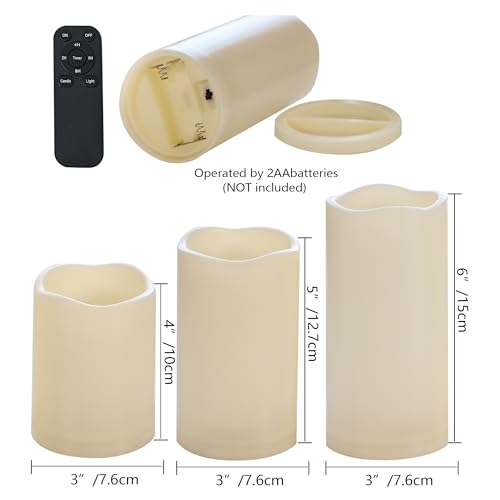 Image of CANDLE CHOICE Waterproof Outdoor Christmas Battery Operated Flameless Candles with Remote Auto Timer Realistic Flickering Electric LED Pillar Lights with Christmas Decals for Xmas Decorations 6 Pack