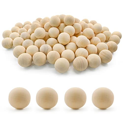 Enkrio 100Pcs Unfinished Wooden Balls 1inch Round Wooden Balls Small Craft Wood Balls for Home DIY Crafts