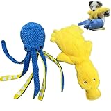 East to Western Duck and Octopus Dog Toys - Crinkle, Squeaky, Plush, No Stuffing, Interactive, Stimulating, Fun, Boredom, Busy, Calming, Cuddle, Puppy, Play, Gift - Large, Medium, Small Dog - Set of 2