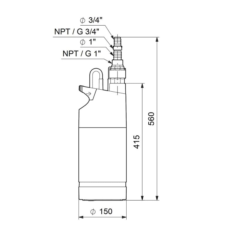 Pompe immergée 6" domestique automatique Grundfos SBA345M 0,95 KW - Monophasé 220V - Jusqu'à 3 M3/H - Adduction d'eau - Arrosage - Forage ou puits - Rapide et facile à installer